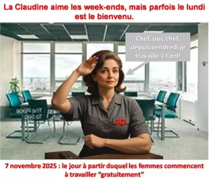 La Claudine aime les week-ends, mais parfois le lundi est le bienvenu.