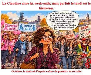 La Claudine aime les week-ends, mais parfois le lundi est le bienvenu.